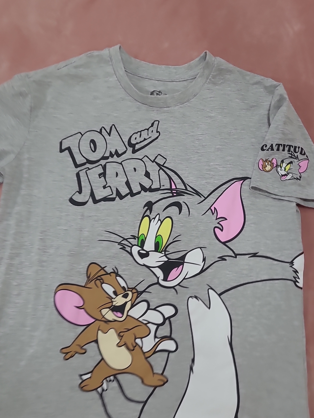 Tom and Jerry Graphic Tee for Women - Gray